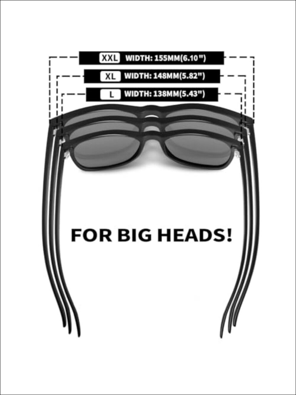 Polarized Sunglasses Rectangular UV Protection Full Frame Oversized Outdoor